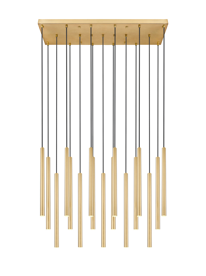 Forest 17 Light 42" Linear Pendant, 23.75" Tall in Modern Gold