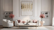 Forest 17 Light 42" Linear Pendant, 23.75" Tall in Modern Gold in a room setting