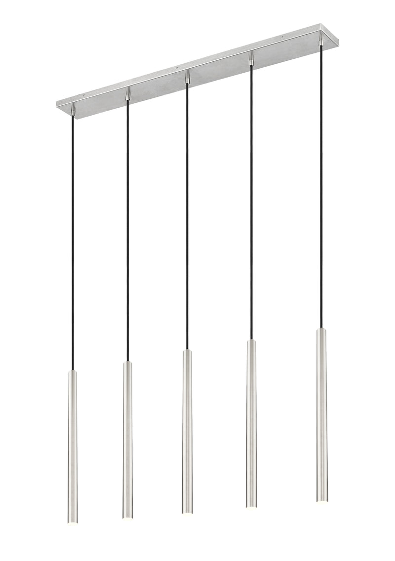 Forest 5 Light 42" Linear Pendant, 23.75" Tall in Brushed Nickel