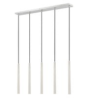 Forest 5 Light 42" Linear Pendant, 23.75" Tall in Brushed Nickel
