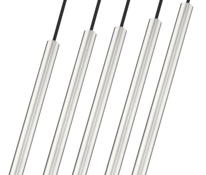 Forest 5 Light 42" Linear Pendant, 23.75" Tall in Brushed Nickel
