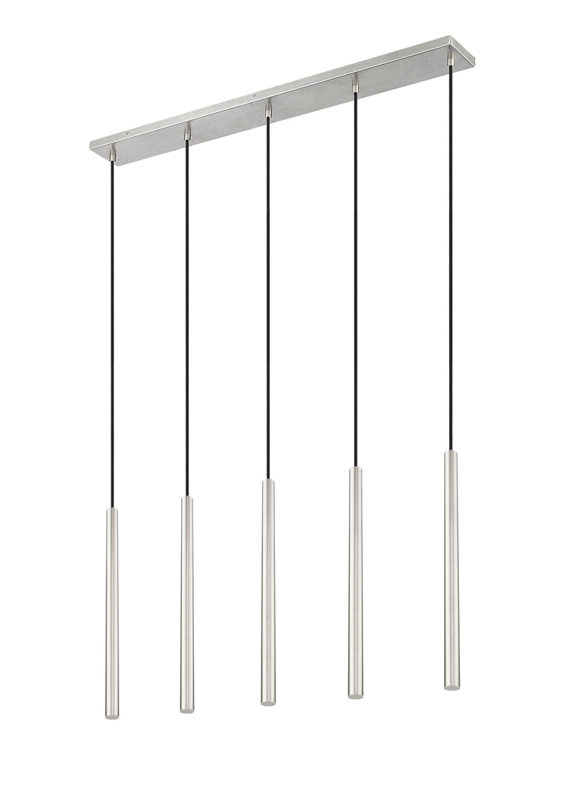 Forest 5 Light 42" Linear Pendant, 23.75" Tall in Brushed Nickel