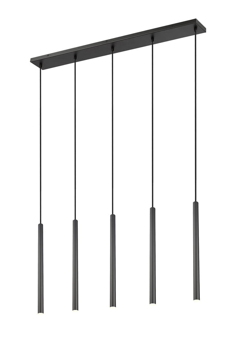 Forest 5 Light 42" Linear Pendant, 23.75" Tall in Matte Black