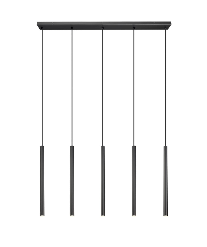 Forest 5 Light 42" Linear Pendant, 23.75" Tall in Matte Black