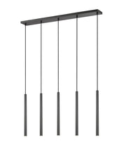 Forest 5 Light 42" Linear Pendant, 23.75" Tall in Matte Black