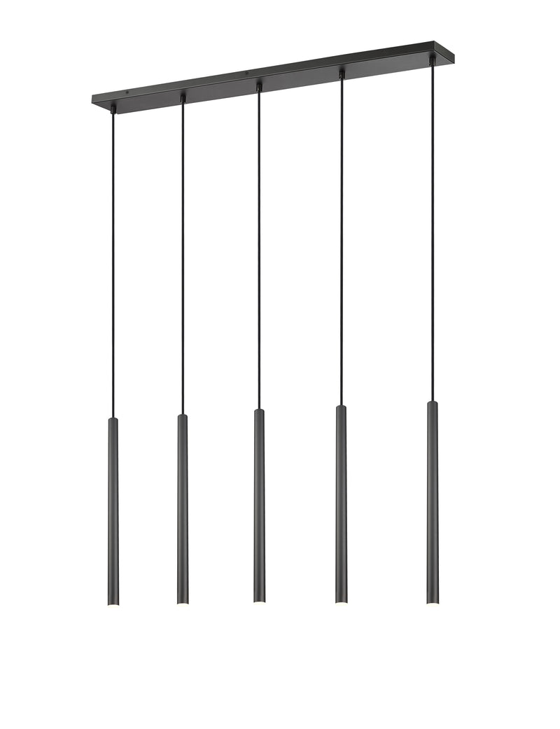 Forest 5 Light 42" Linear Pendant, 23.75" Tall in Matte Black
