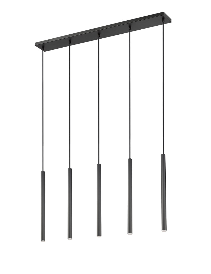Forest 5 Light 42" Linear Pendant, 23.75" Tall in Matte Black