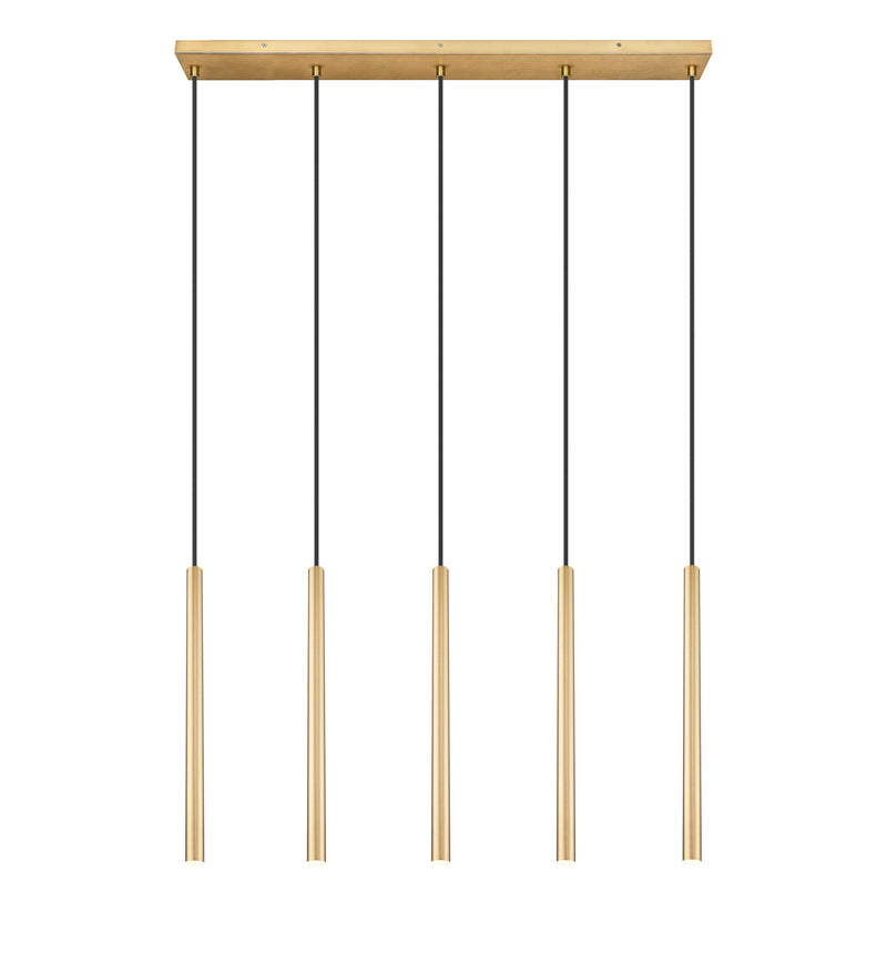 Forest 5 Light 42" Linear Pendant, 23.75" Tall in Modern Gold