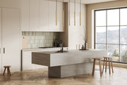 Forest 5 Light 42" Linear Pendant, 23.75" Tall in Modern Gold in a room setting