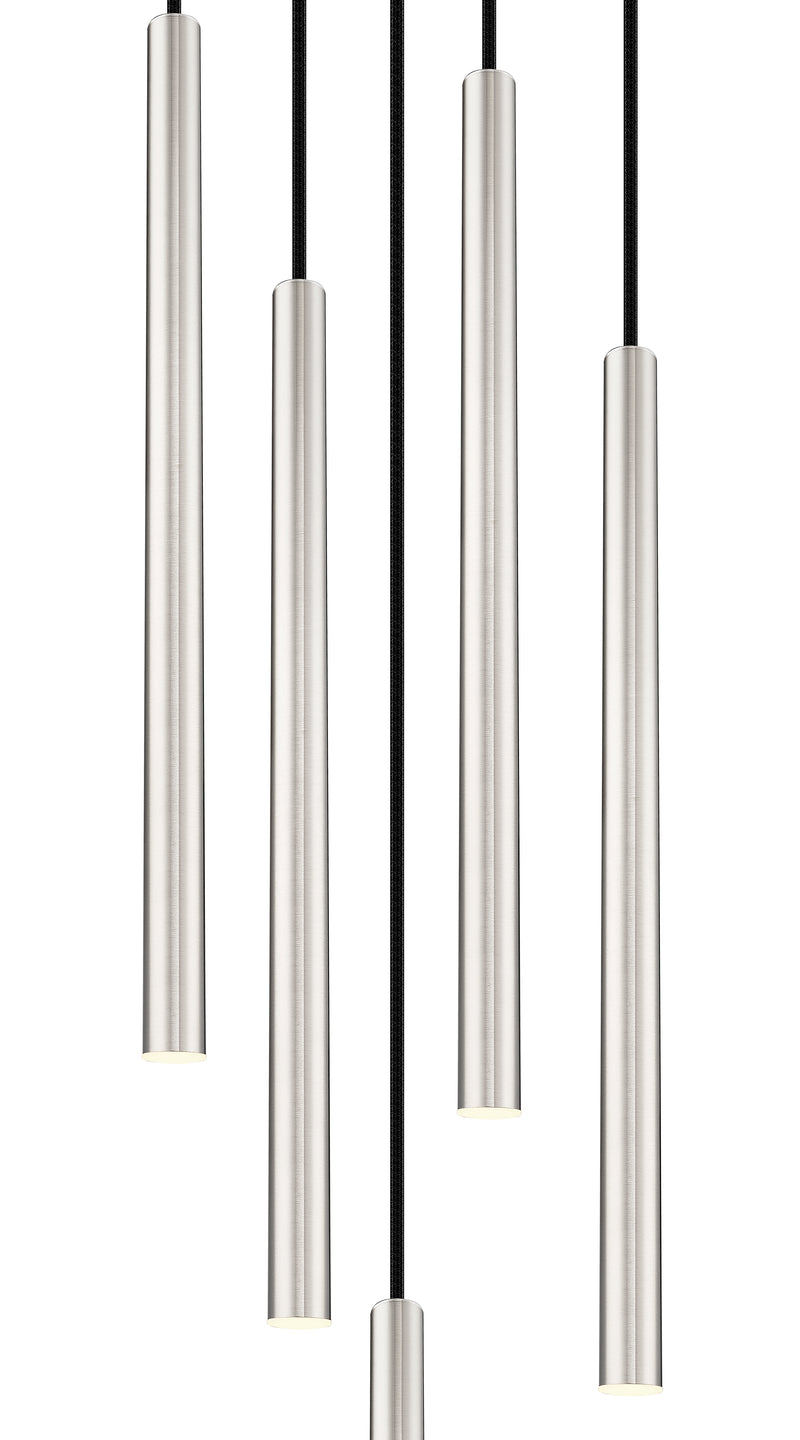 Forest 5 Light 12" Pendant, 23.75" Tall in Brushed Nickel