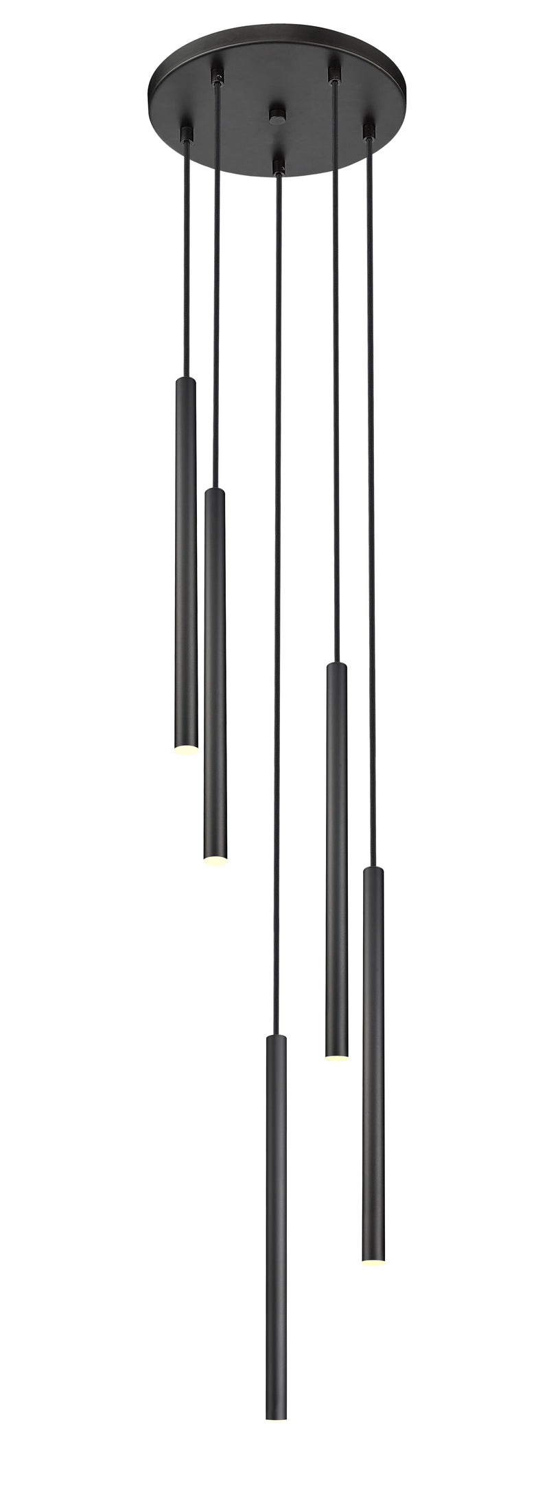 Forest 5 Light 12" Pendant, 23.75" Tall in Matte Black