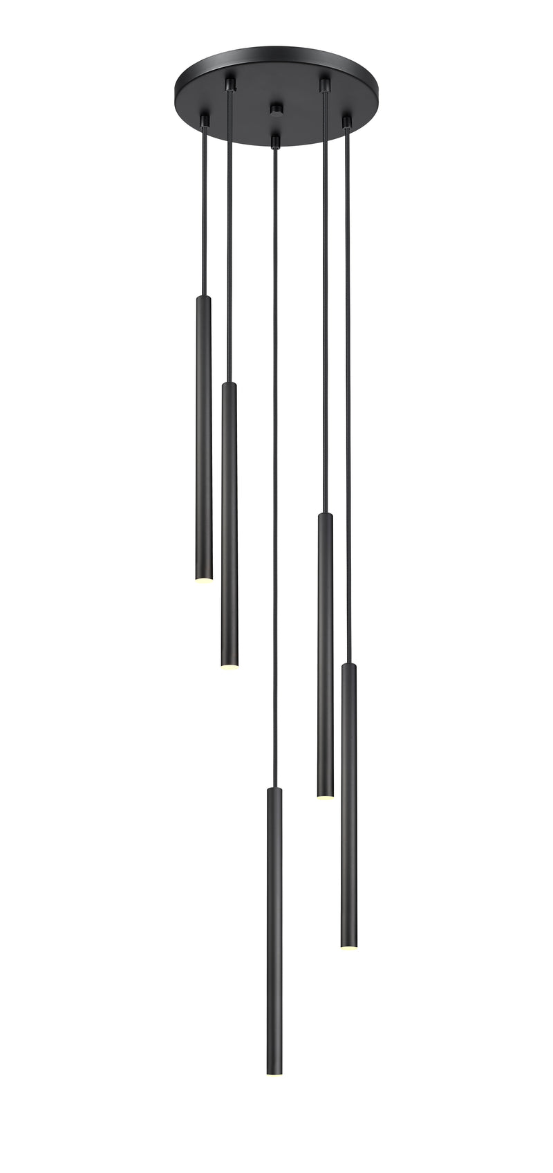 Forest 5 Light 12" Pendant, 23.75" Tall in Matte Black