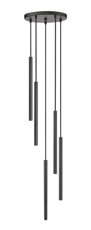 Forest 5 Light 12" Pendant, 23.75" Tall in Matte Black