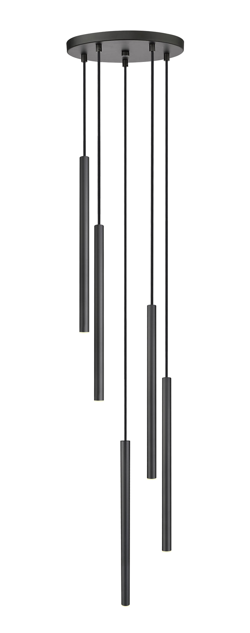 Forest 5 Light 12" Pendant, 23.75" Tall in Matte Black