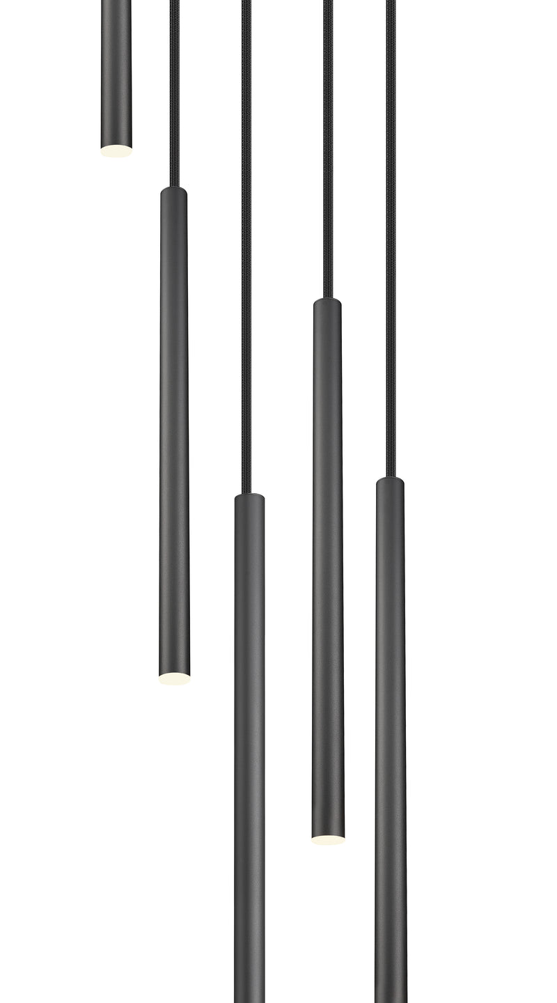 Forest 5 Light 12" Pendant, 23.75" Tall in Matte Black