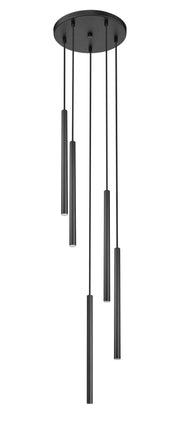 Forest 5 Light 12" Pendant, 23.75" Tall in Matte Black