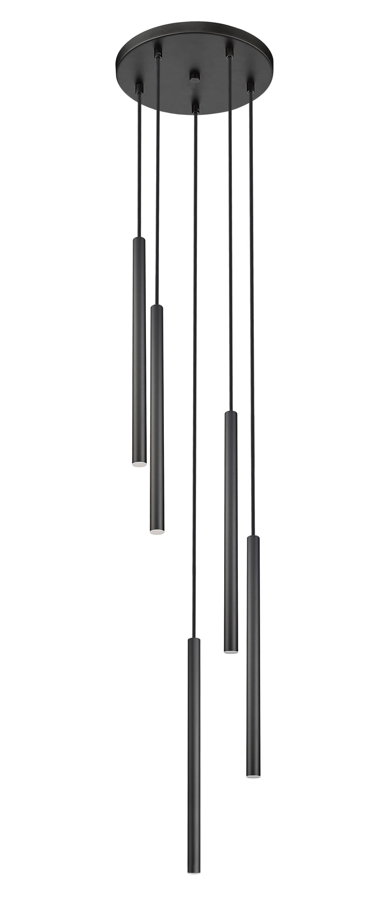 Forest 5 Light 12" Pendant, 23.75" Tall in Matte Black