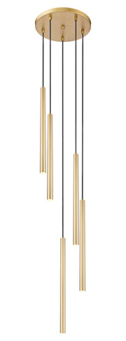 Forest 5 Light 12" Pendant, 23.75" Tall in Modern Gold