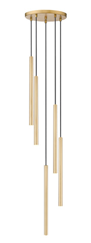 Forest 5 Light 12" Pendant, 23.75" Tall in Modern Gold