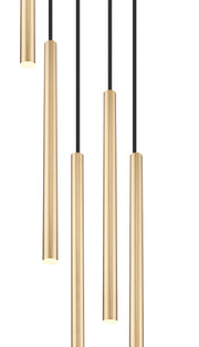 Forest 5 Light 12" Pendant, 23.75" Tall in Modern Gold