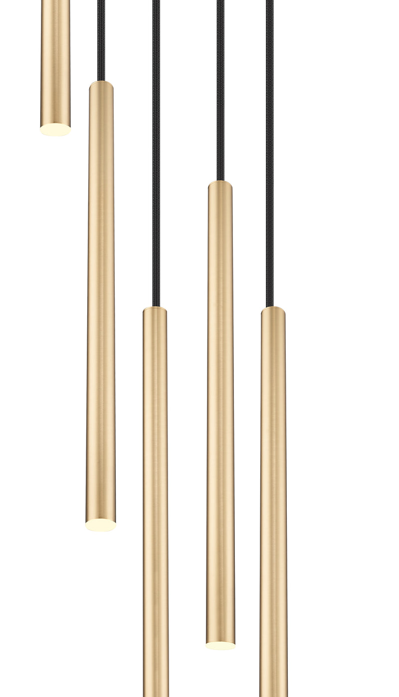 Forest 5 Light 12" Pendant, 23.75" Tall in Modern Gold