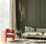 Forest 5 Light 12" Pendant, 23.75" Tall in Modern Gold in a room setting