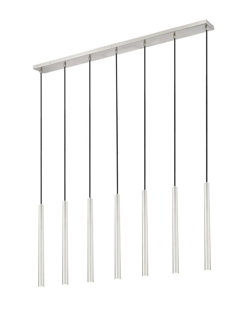 Forest 7 Light 54" Linear Pendant, 23.75" Tall in Brushed Nickel