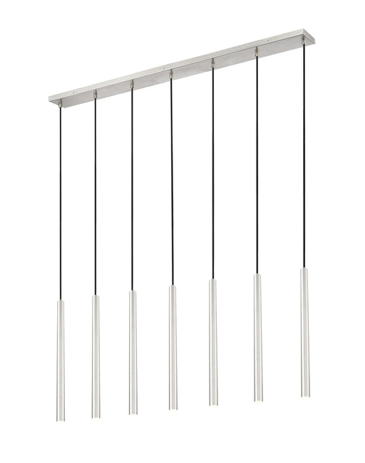 Forest 7 Light 54" Linear Pendant, 23.75" Tall in Brushed Nickel