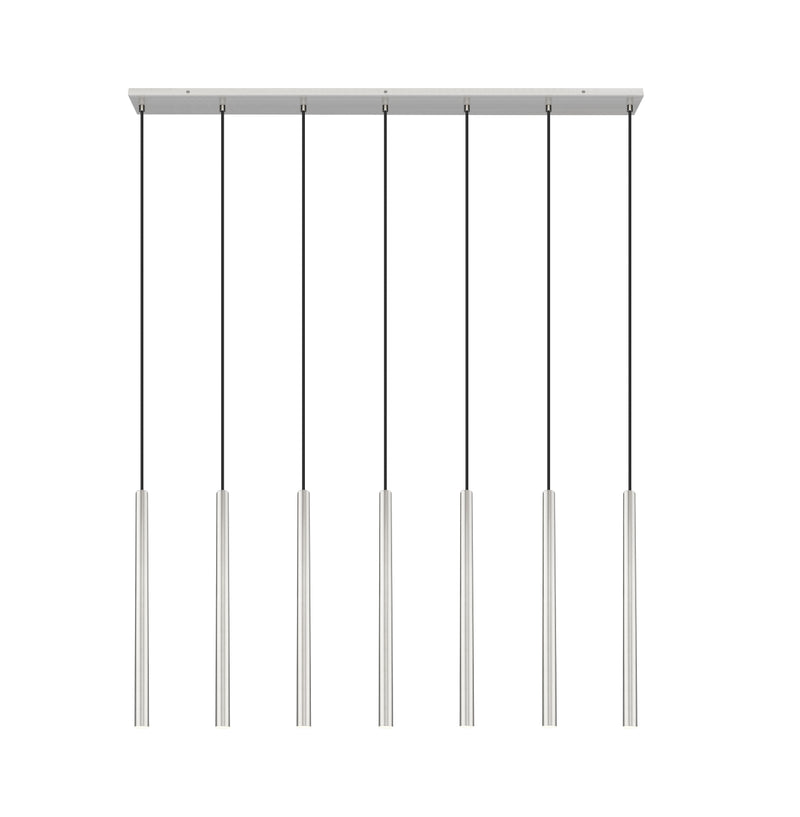 Forest 7 Light 54" Linear Pendant, 23.75" Tall in Brushed Nickel