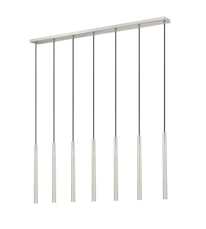 Forest 7 Light 54" Linear Pendant, 23.75" Tall in Brushed Nickel
