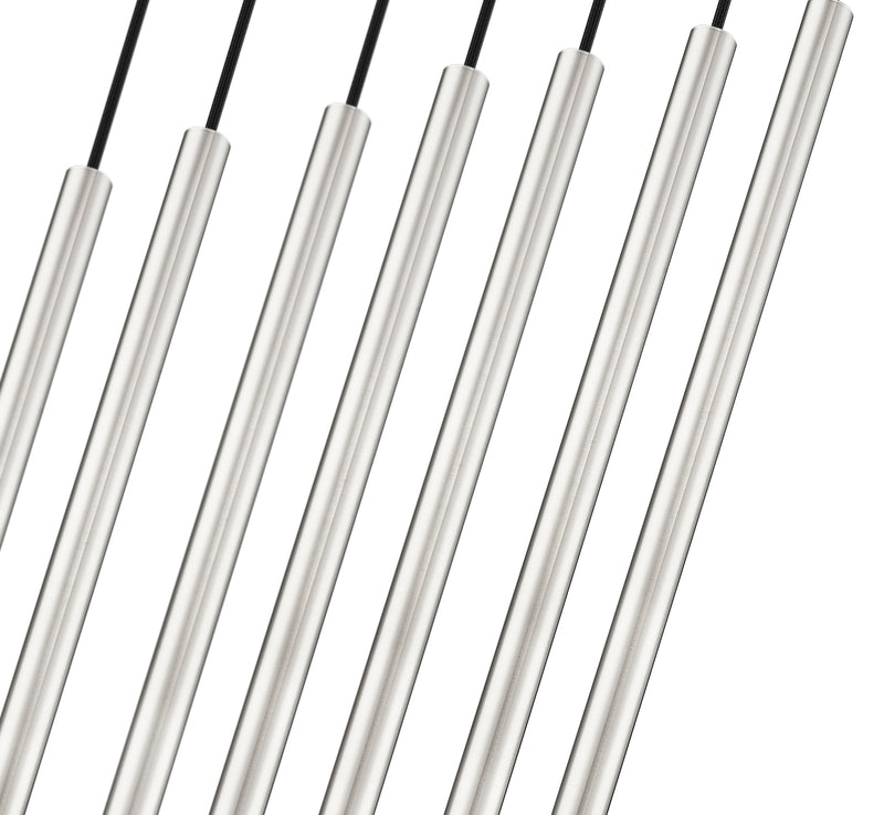 Forest 7 Light 54" Linear Pendant, 23.75" Tall in Brushed Nickel