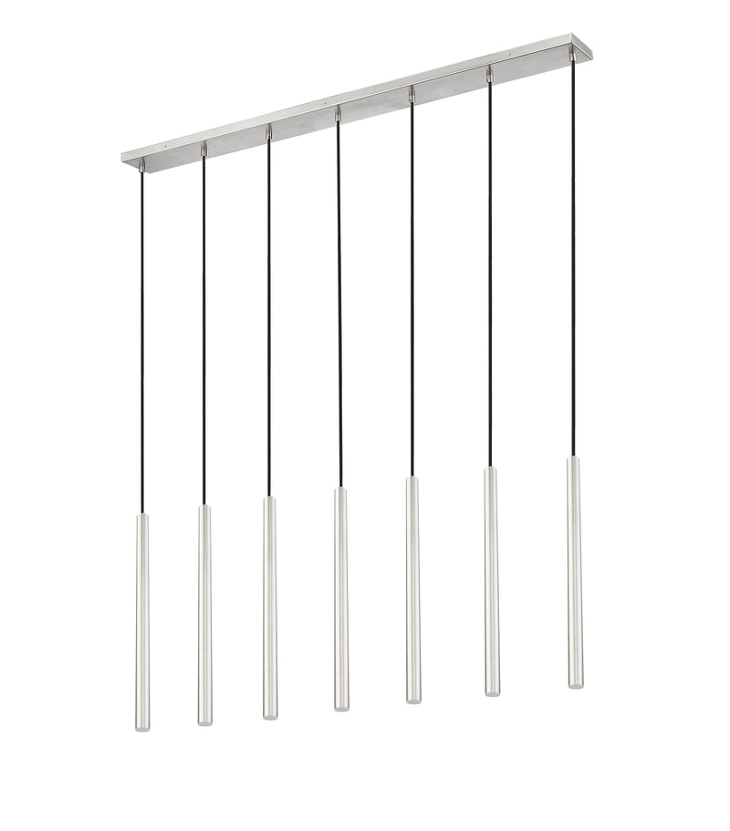 Forest 7 Light 54" Linear Pendant, 23.75" Tall in Brushed Nickel