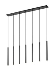Forest 7 Light 54" Linear Pendant, 23.75" Tall in Matte Black