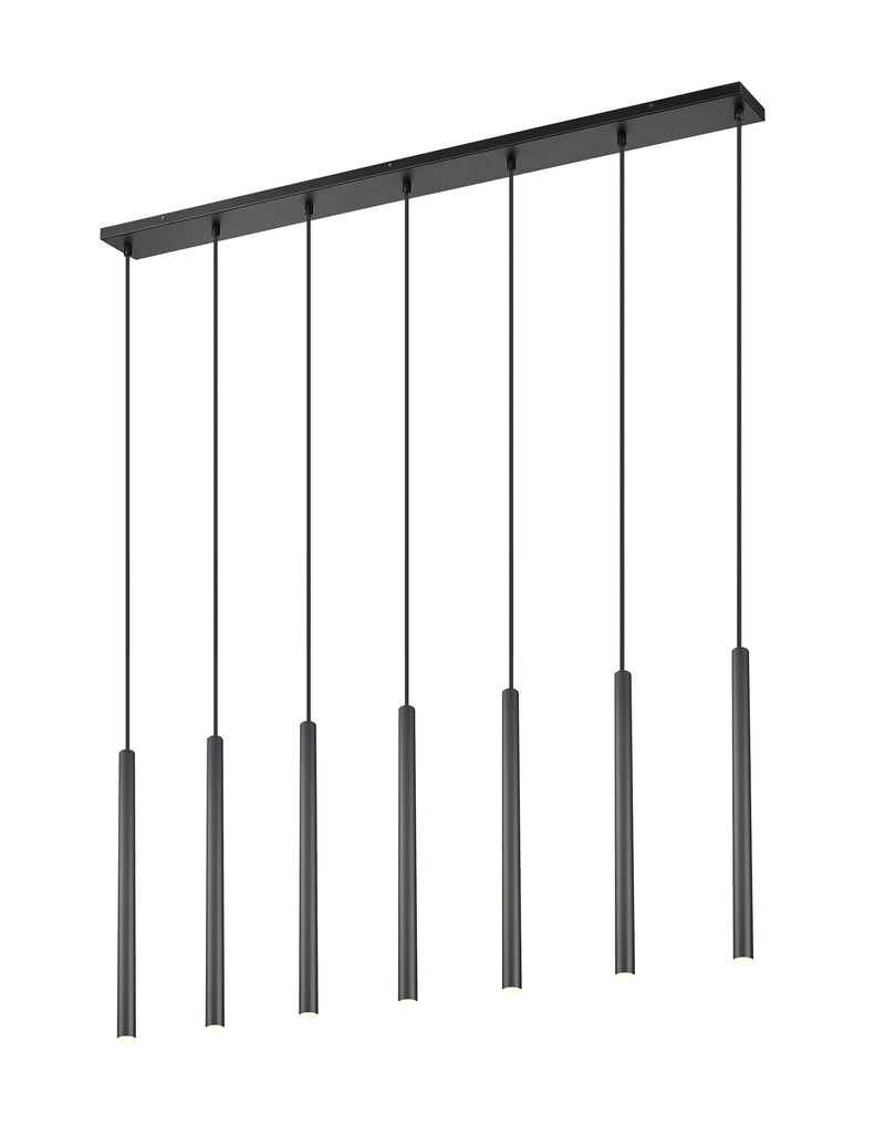 Forest 7 Light 54" Linear Pendant, 23.75" Tall in Matte Black