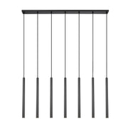 Forest 7 Light 54" Linear Pendant, 23.75" Tall in Matte Black
