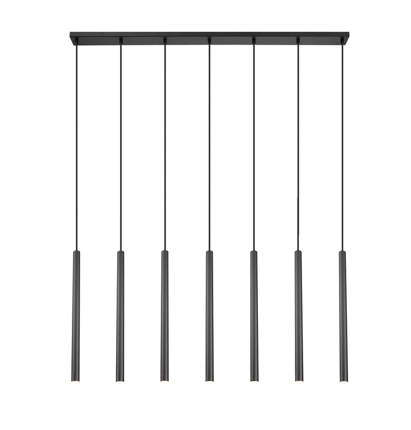 Forest 7 Light 54" Linear Pendant, 23.75" Tall in Matte Black