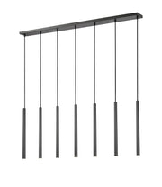 Forest 7 Light 54" Linear Pendant, 23.75" Tall in Matte Black