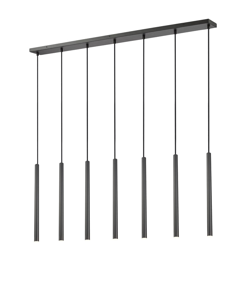 Forest 7 Light 54" Linear Pendant, 23.75" Tall in Matte Black