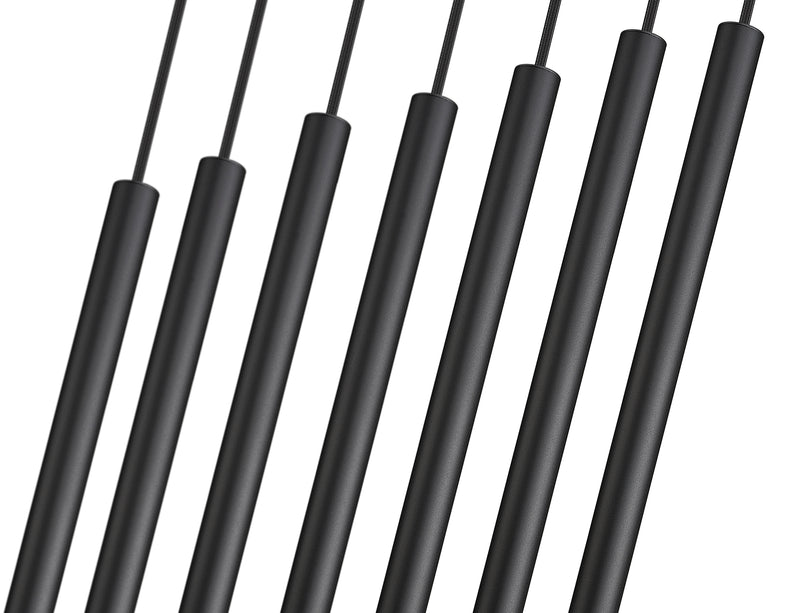 Forest 7 Light 54" Linear Pendant, 23.75" Tall in Matte Black