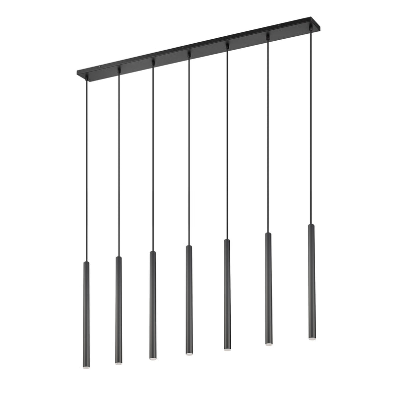 Forest 7 Light 54" Linear Pendant, 23.75" Tall in Matte Black