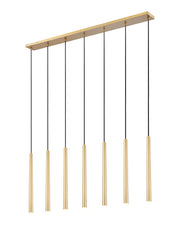 Forest 7 Light 54" Linear Pendant, 23.75" Tall in Modern Gold