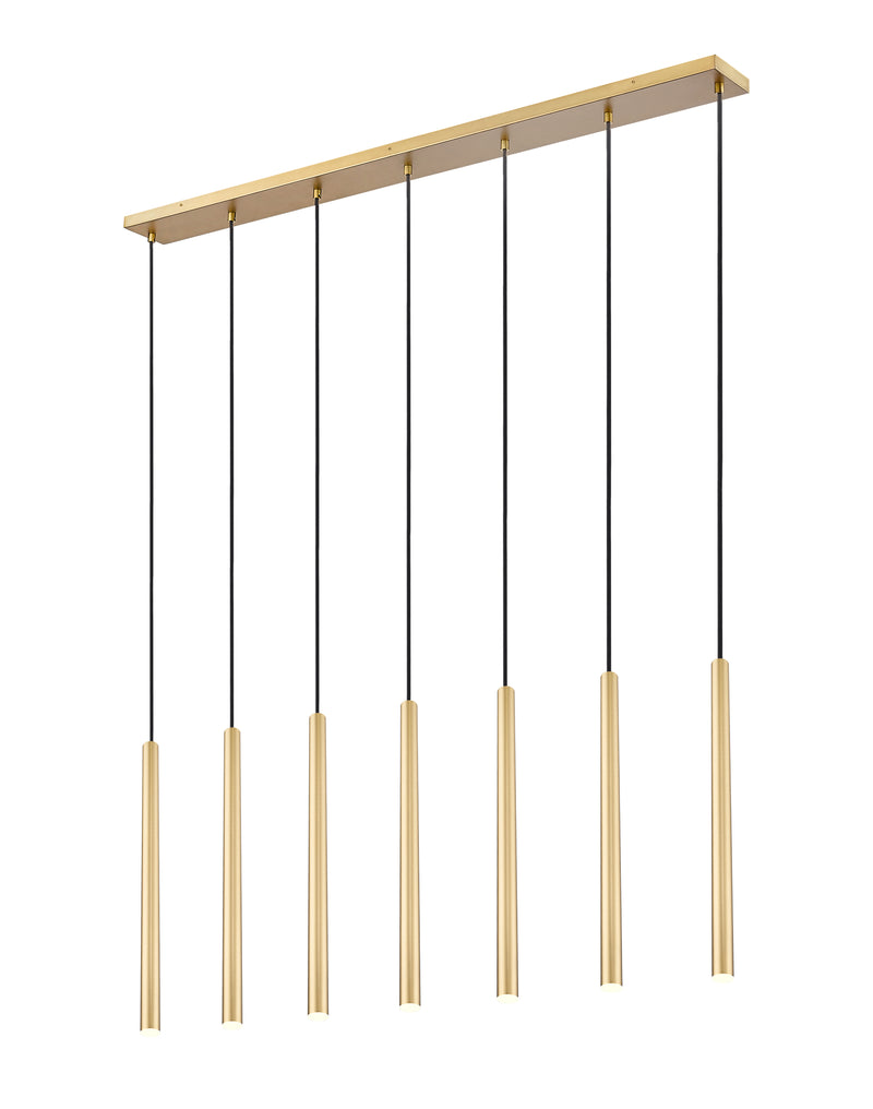 Forest 7 Light 54" Linear Pendant, 23.75" Tall in Modern Gold