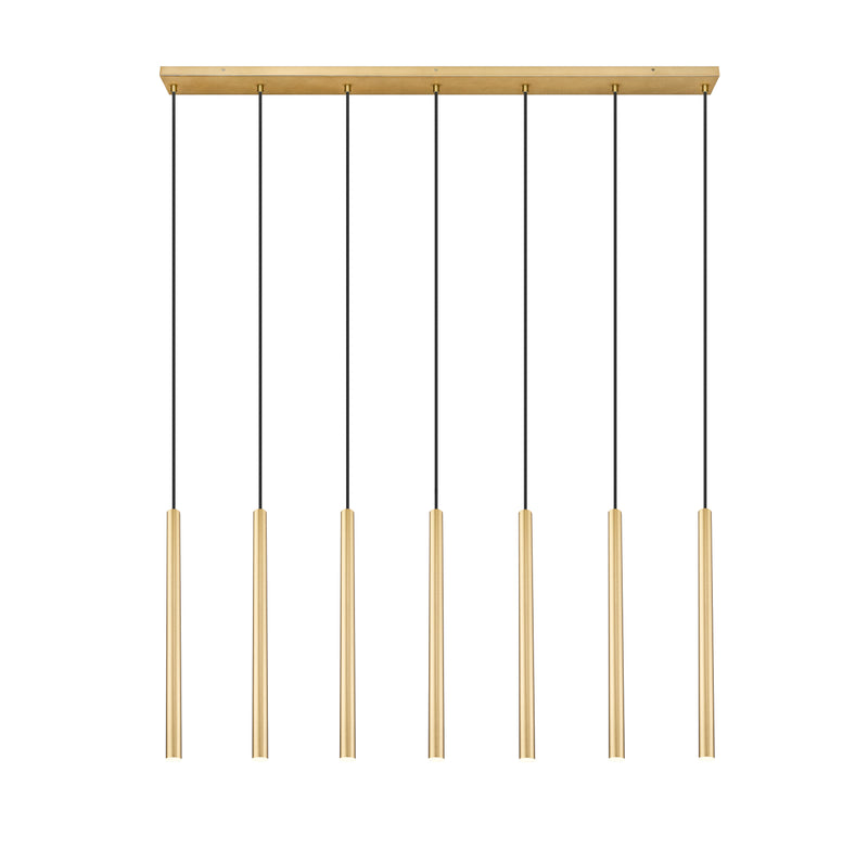 Forest 7 Light 54" Linear Pendant, 23.75" Tall in Modern Gold