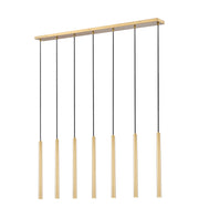 Forest 7 Light 54" Linear Pendant, 23.75" Tall in Modern Gold