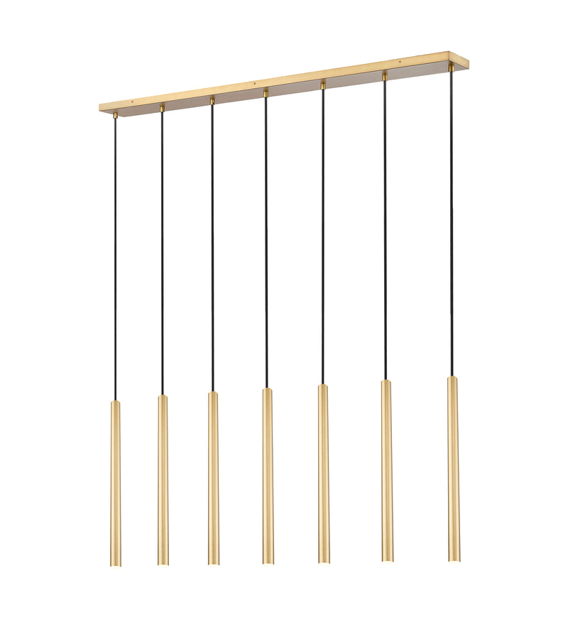 Forest 7 Light 54" Linear Pendant, 23.75" Tall in Modern Gold