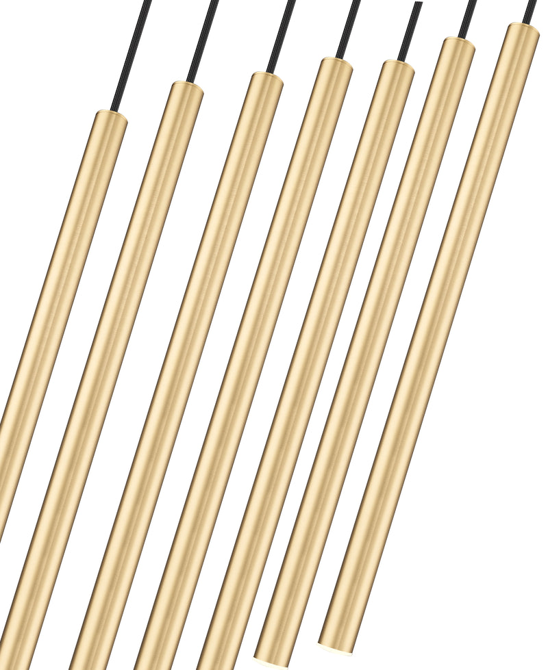 Forest 7 Light 54" Linear Pendant, 23.75" Tall in Modern Gold