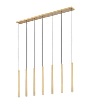 Forest 7 Light 54" Linear Pendant, 23.75" Tall in Modern Gold