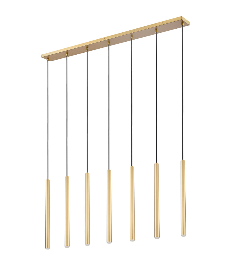 Forest 7 Light 54" Linear Pendant, 23.75" Tall in Modern Gold