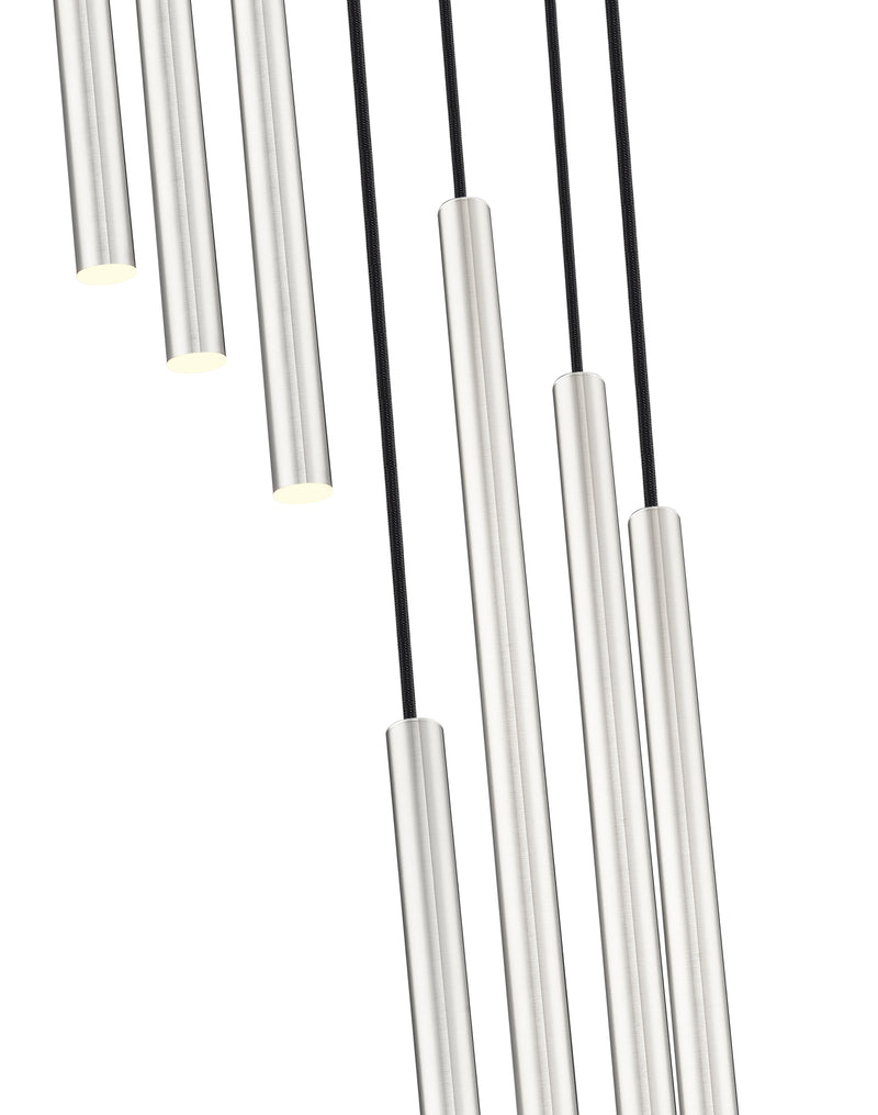 Forest 7 Light 18" Pendant, 23.75" Tall in Brushed Nickel