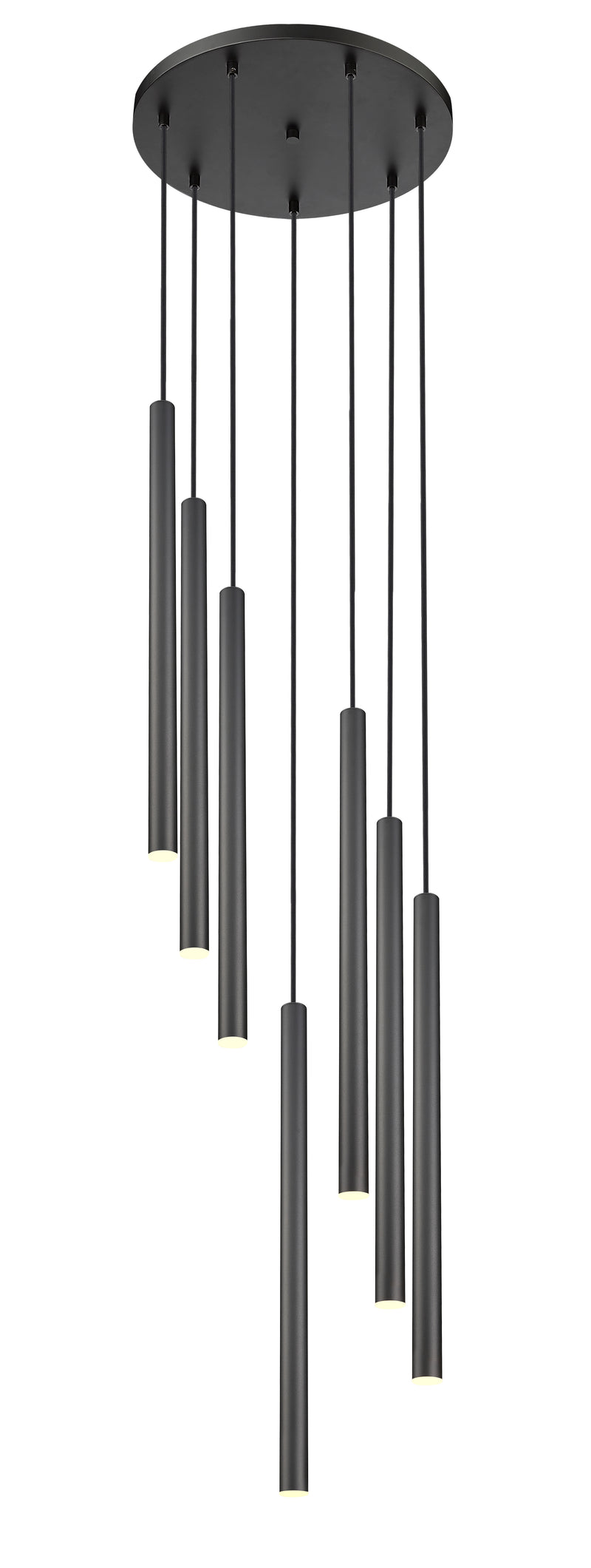 Forest 7 Light 18" Pendant, 23.75" Tall in Matte Black